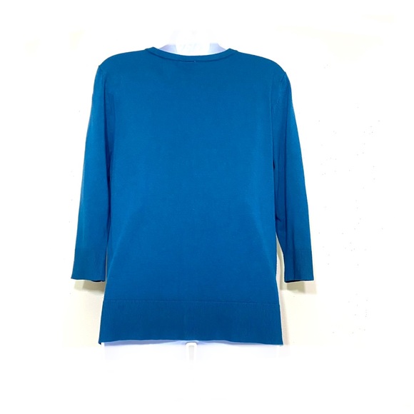 14th & Union TEAL cardigan lightweight v-neck 3/4 sleeve button down sweater L - Picture 10 of 11